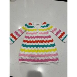 Janie and Jack Rainbow Chevron Pointelle Knit Sweater Dress 18-24 Months